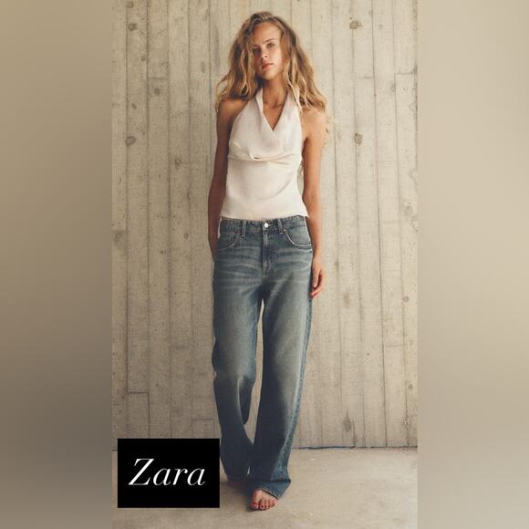 Zara Iridescent Cream Halter top NWT X Small - Picture 1 of 7